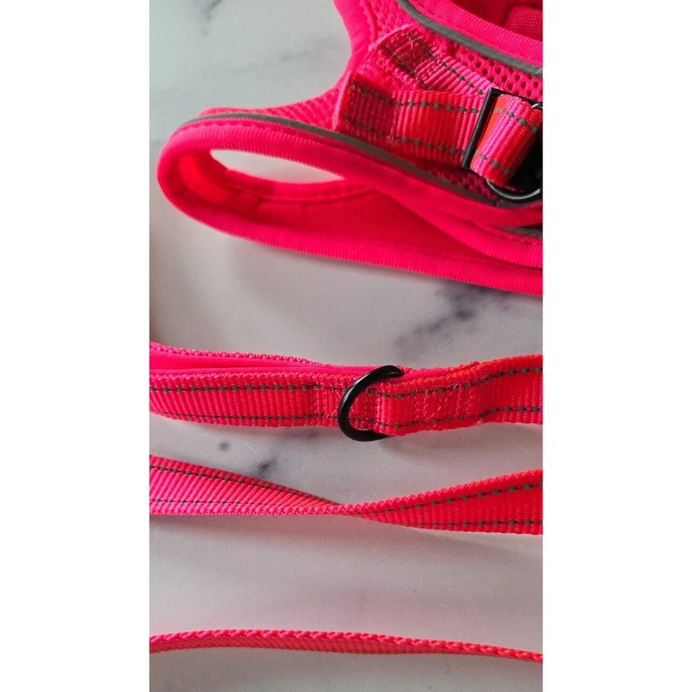 Bella & Pal Dog Step-in Harness Leash Set Small Hot Pink OxyMesh Hook Loop Puppy